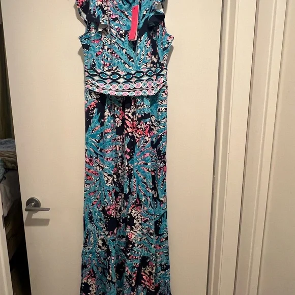 COPY - Lilly Pulitzer Blue and Black Halter Maxi Sundress - Picture 3 of 3